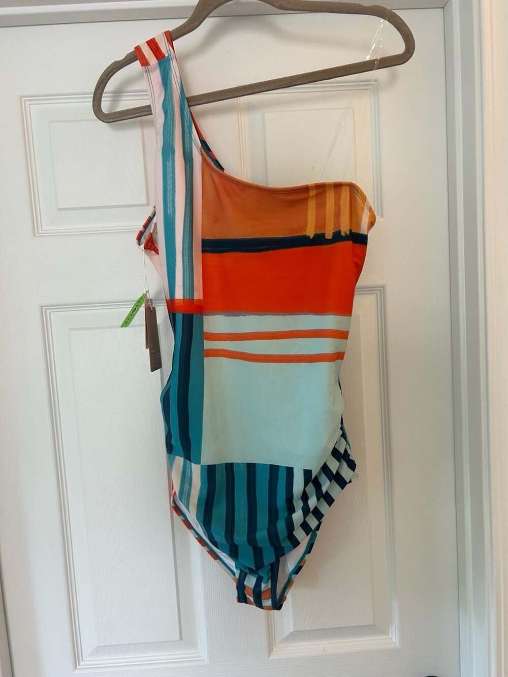Nani Ray Cascade One Piece One-Shoulder Women's Swimsuit in Teal & Orange XL